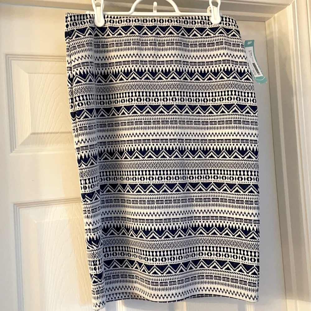Navy & White RD Style Adele Printed Pencil Skirt
